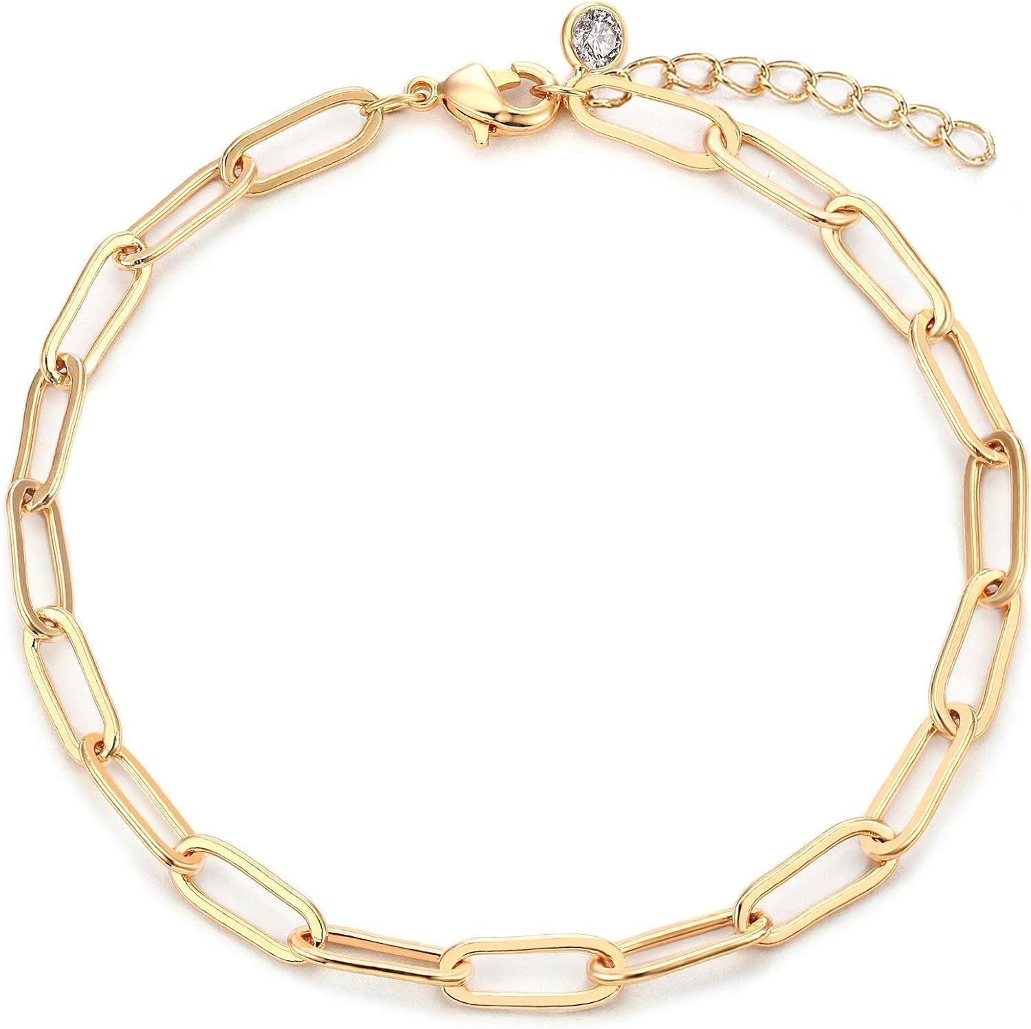 Gold Bracelet for Women 18K Gold Plated Snake Herringbone Figaro Cuban Bead Paperclip Cable Box Chain Simple Jewelry