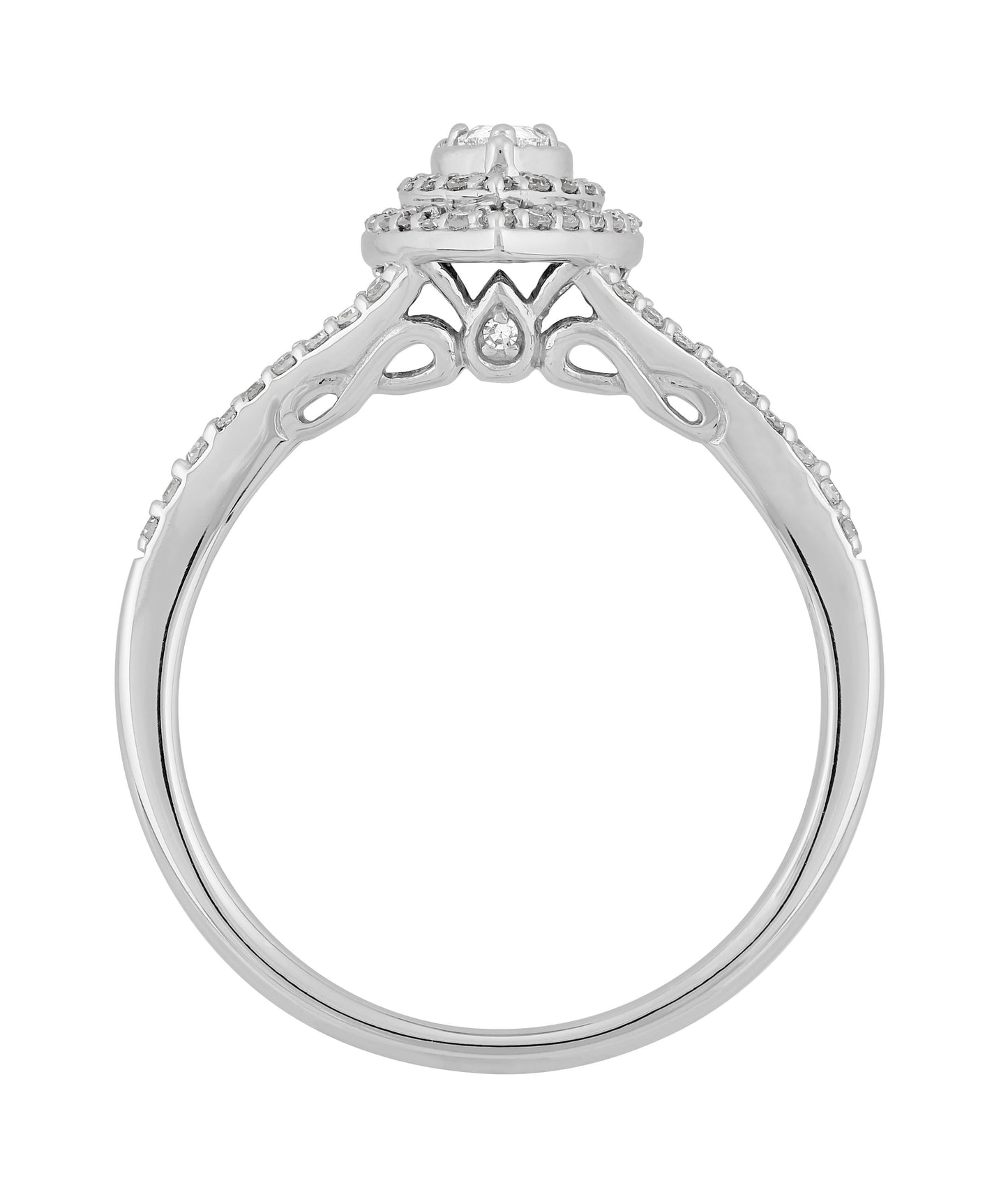 .33 CTTW Diamond Pear Engagement Ring in 10K White Gold, Size 7