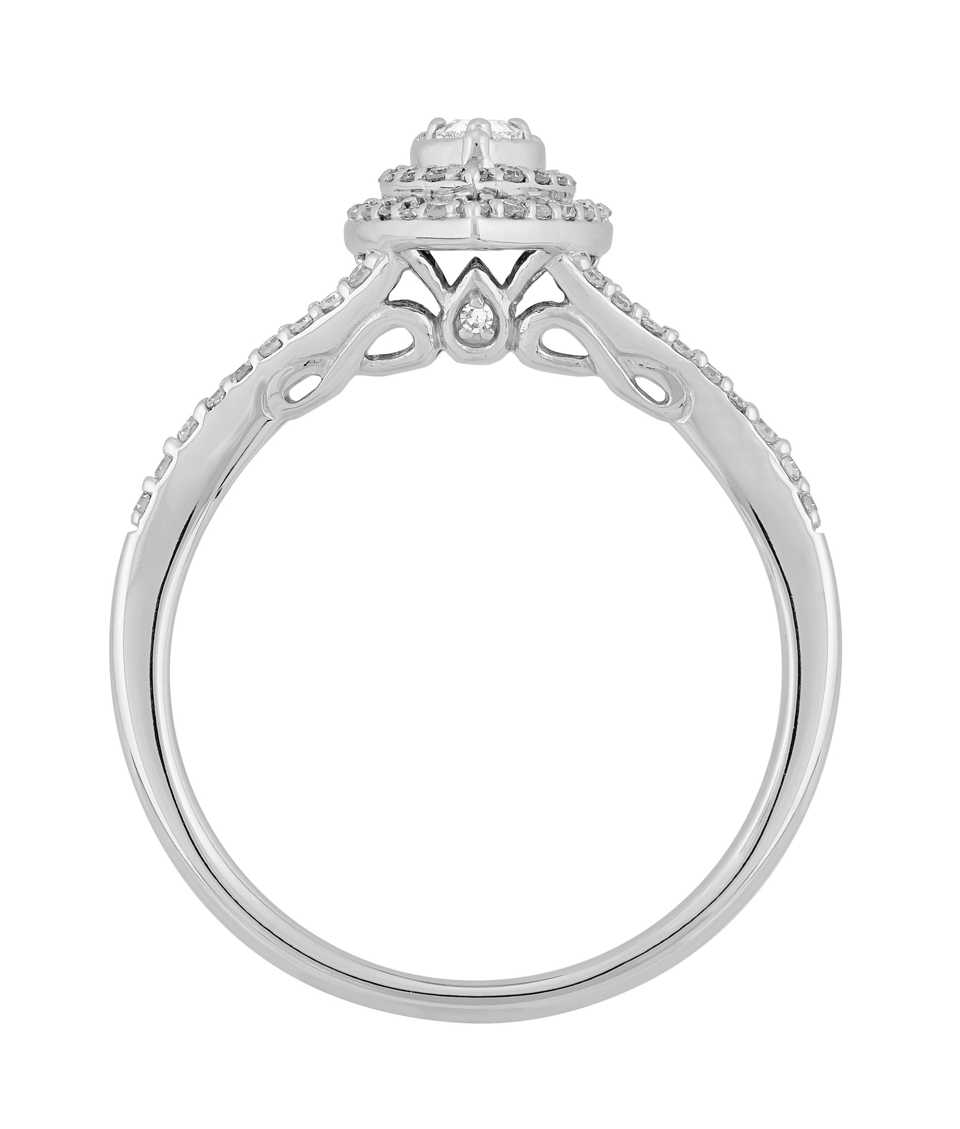 .33 CTTW Diamond Pear Engagement Ring in 10K White Gold, Size 7