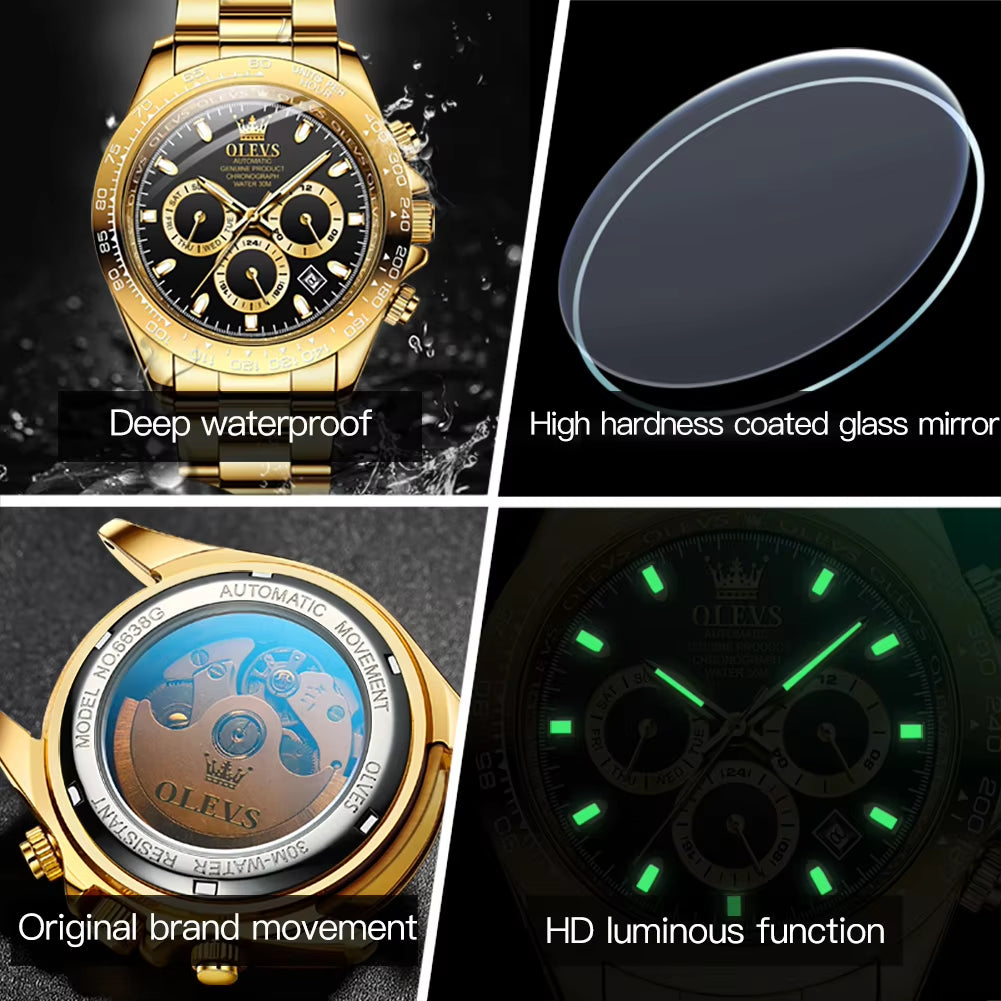 Top Brand Men'S Automatic Mechanical Watch Deep Waterproof Stainless Steel Strap Scratchproof Men Automatic Wristwatch