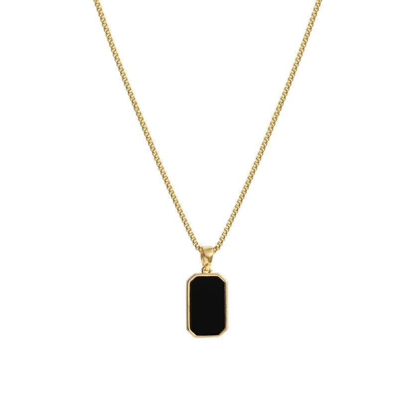 Fashion Square Necklace for Women Korean Black Geometric Pendant Necklace Collar Neck Gold Color Chain Charm Jewelry Party Gift